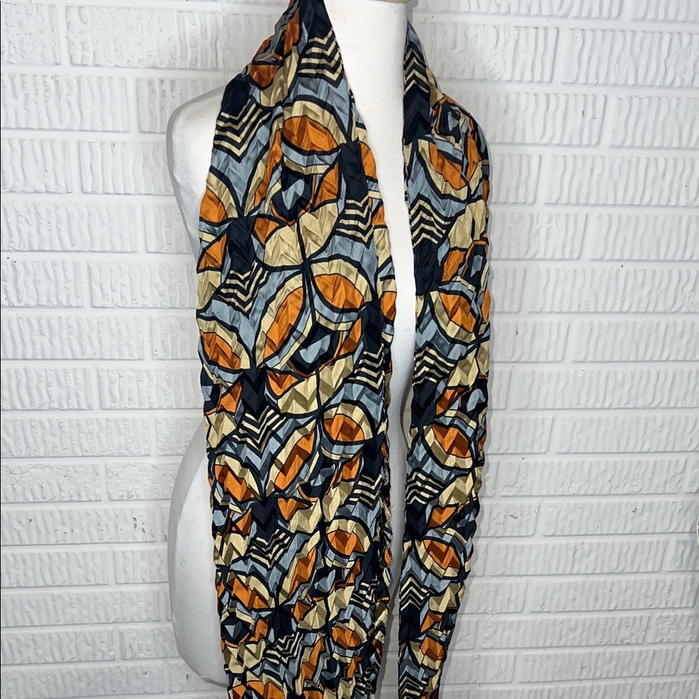 Frank Lloyd Wright Geometric Scarf - Black, Orange, Cream